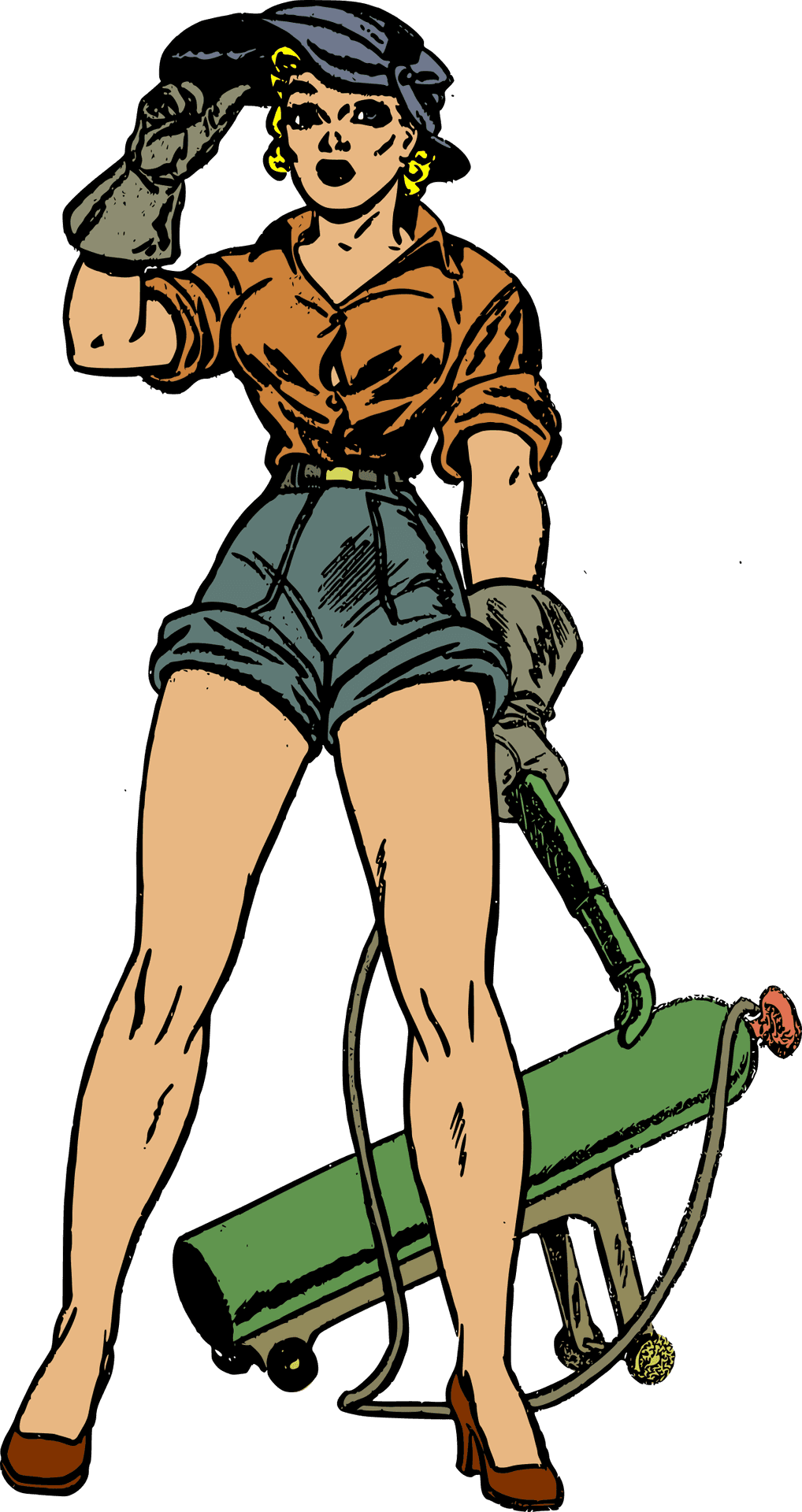 Vintage Pinup Girl With Cannon PNG Image