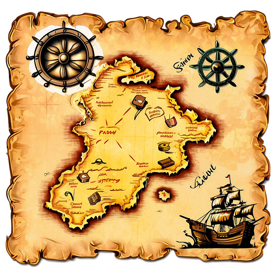 Vintage Pirate Treasure Map Png Euk PNG Image