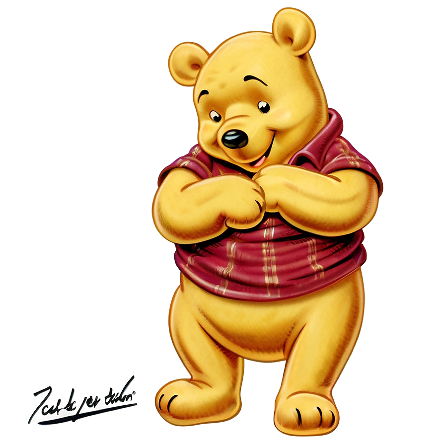 Vintage Pooh Bear Greeting Png Qmg PNG Image