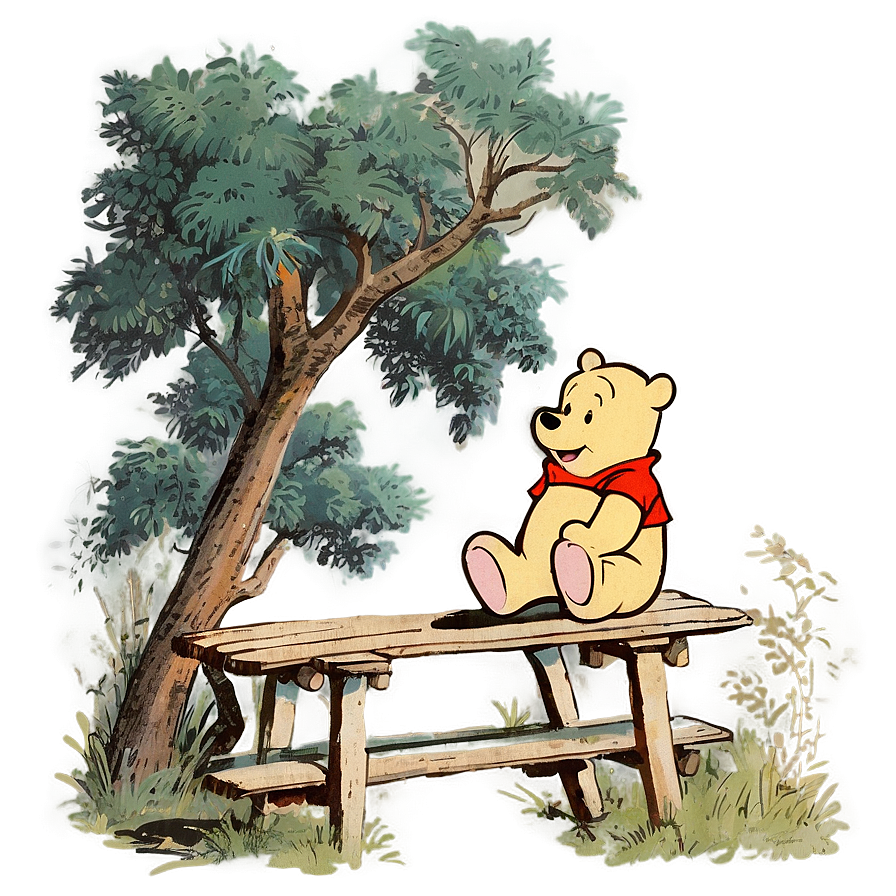 Vintage Pooh Bear Scene Png 06292024 PNG Image