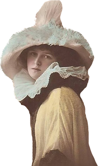 Vintage Portraitof Womanin Hat PNG Image