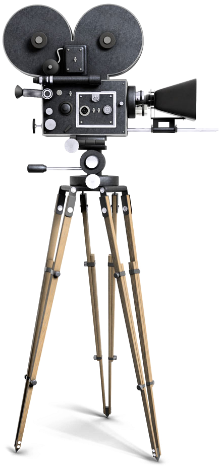 Vintage Professional Video Cameraon Tripod PNG Image