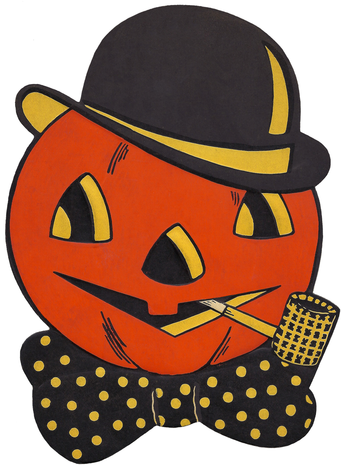 Vintage Pumpkin Gentleman Halloween Illustration PNG Image