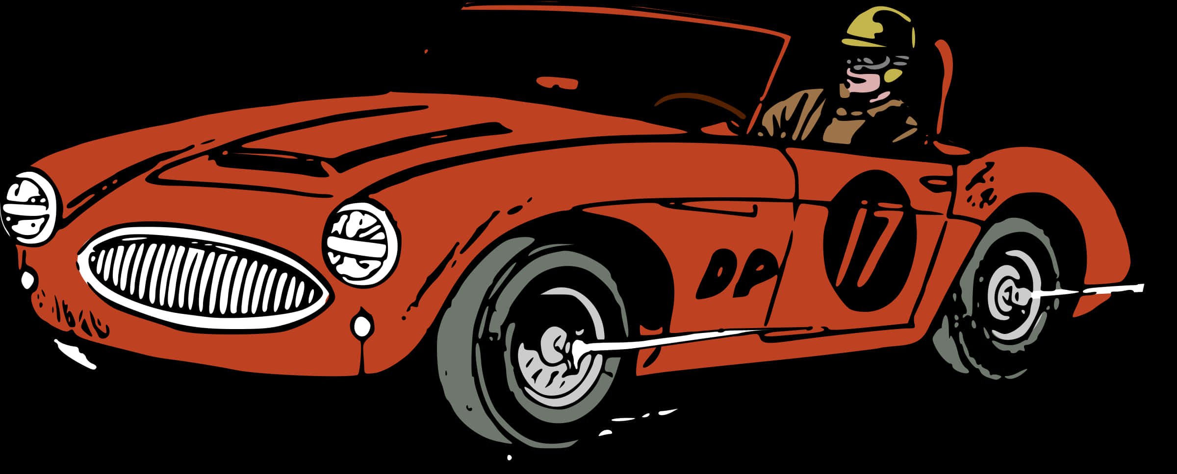 Vintage Race Car Driver Illustration PNG Image