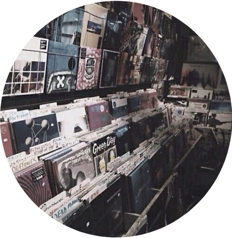 Vintage Record Store Vinyl Collection PNG Image