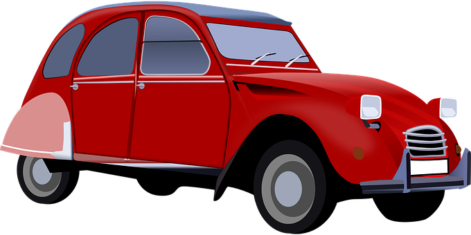 Vintage Red Car Illustration PNG Image