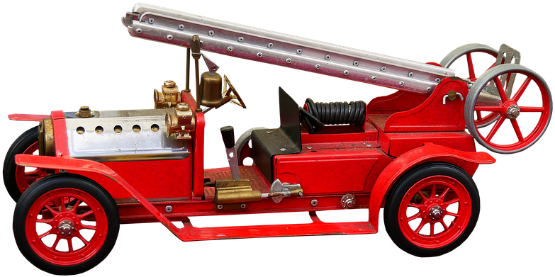 Vintage Red Fire Engine Toy PNG Image