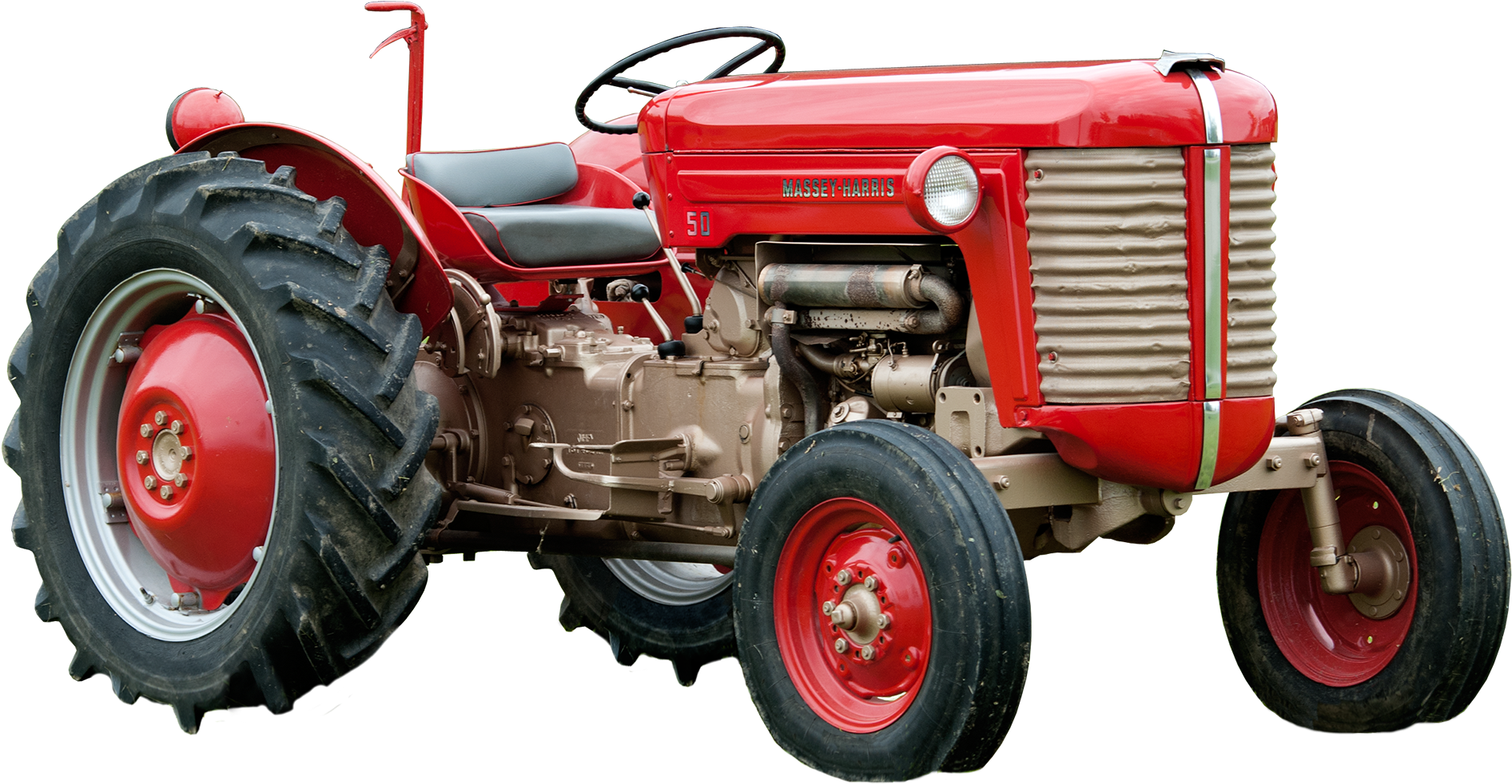 Vintage Red Massey Harris Tractor PNG Image