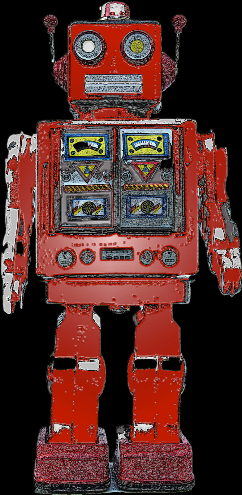 Vintage Red Robot Toy PNG Image