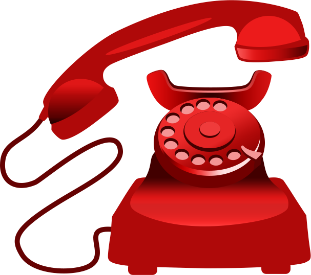 Vintage Red Rotary Phone PNG Image