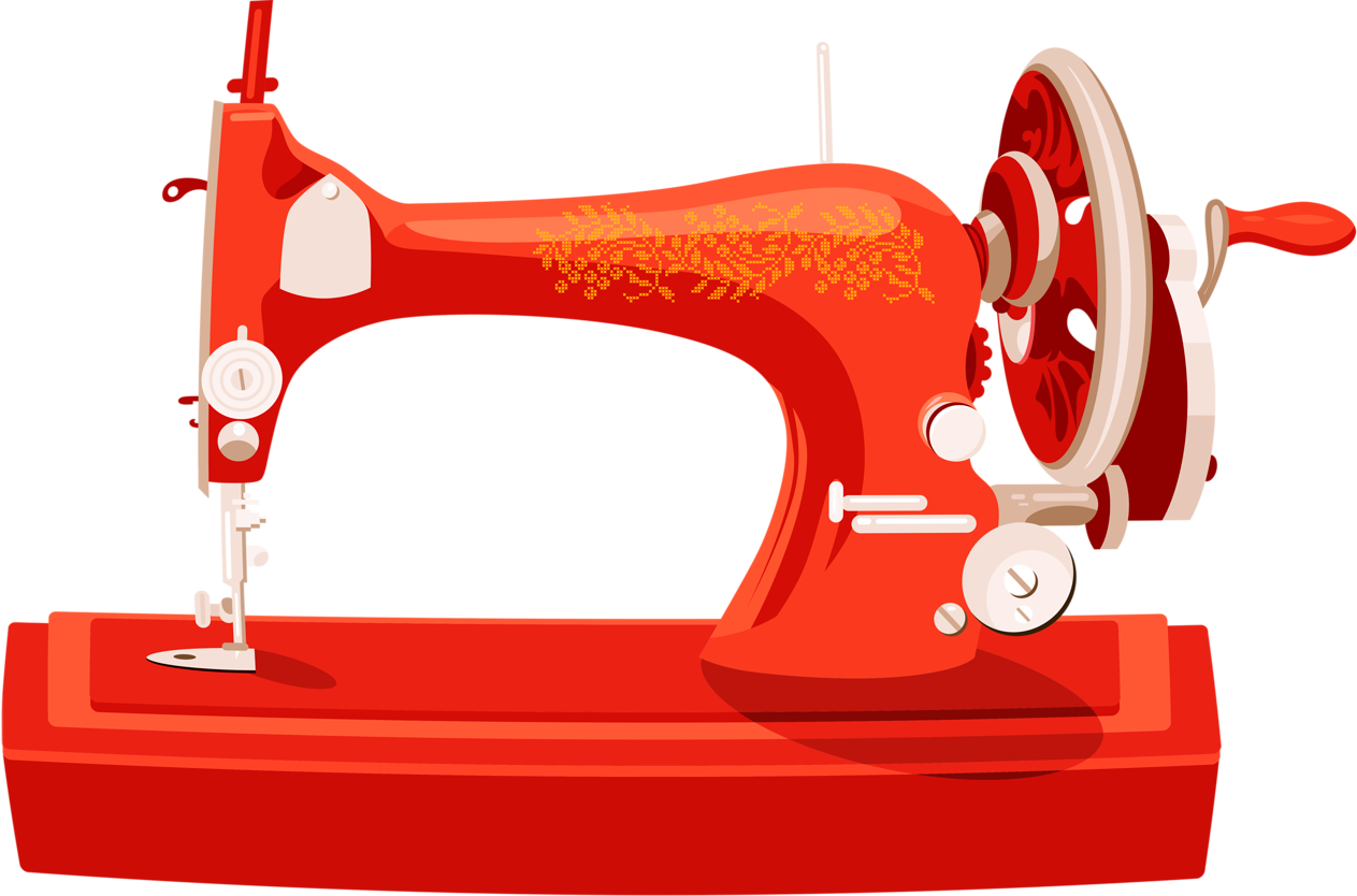 Vintage Red Sewing Machine Illustration PNG Image