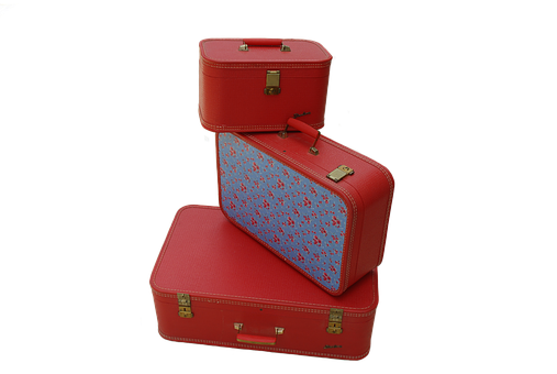 Vintage Red Suitcases Stacked PNG Image