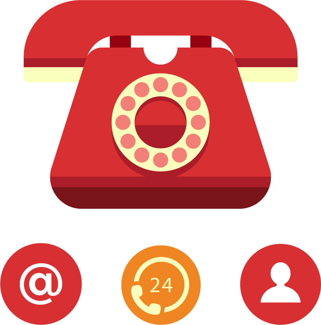 Vintage Red Telephone Contact Icons PNG Image