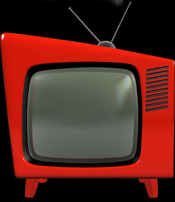 Vintage Red Television PNG Image