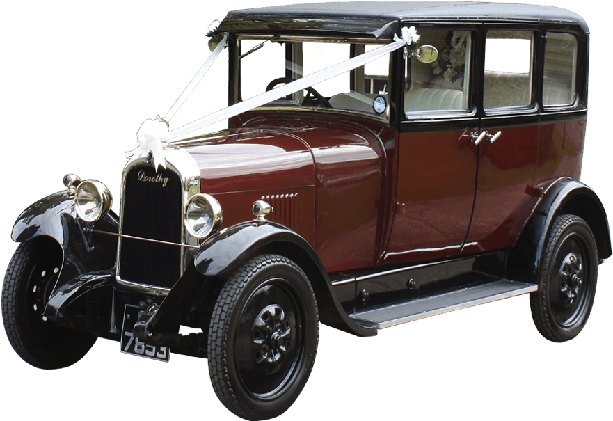 Vintage Red Wedding Car PNG Image