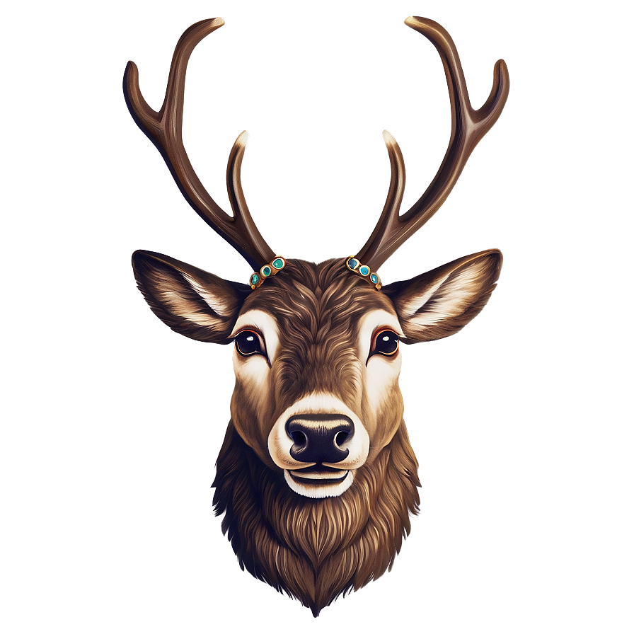 Vintage Reindeer Face Png Kks61 PNG Image