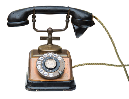 Vintage Rotary Telephone Black Background PNG Image