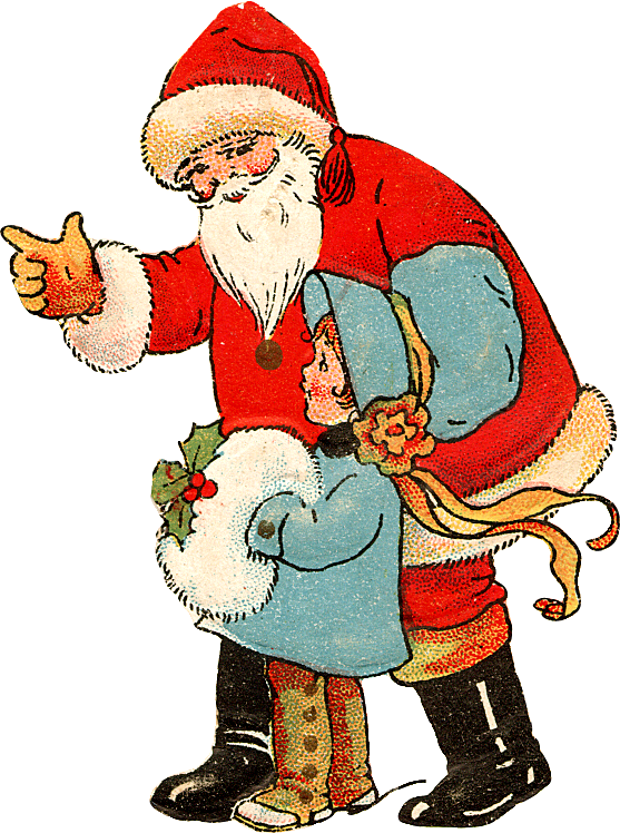 Vintage Santa Claus With Child Illustration PNG Image