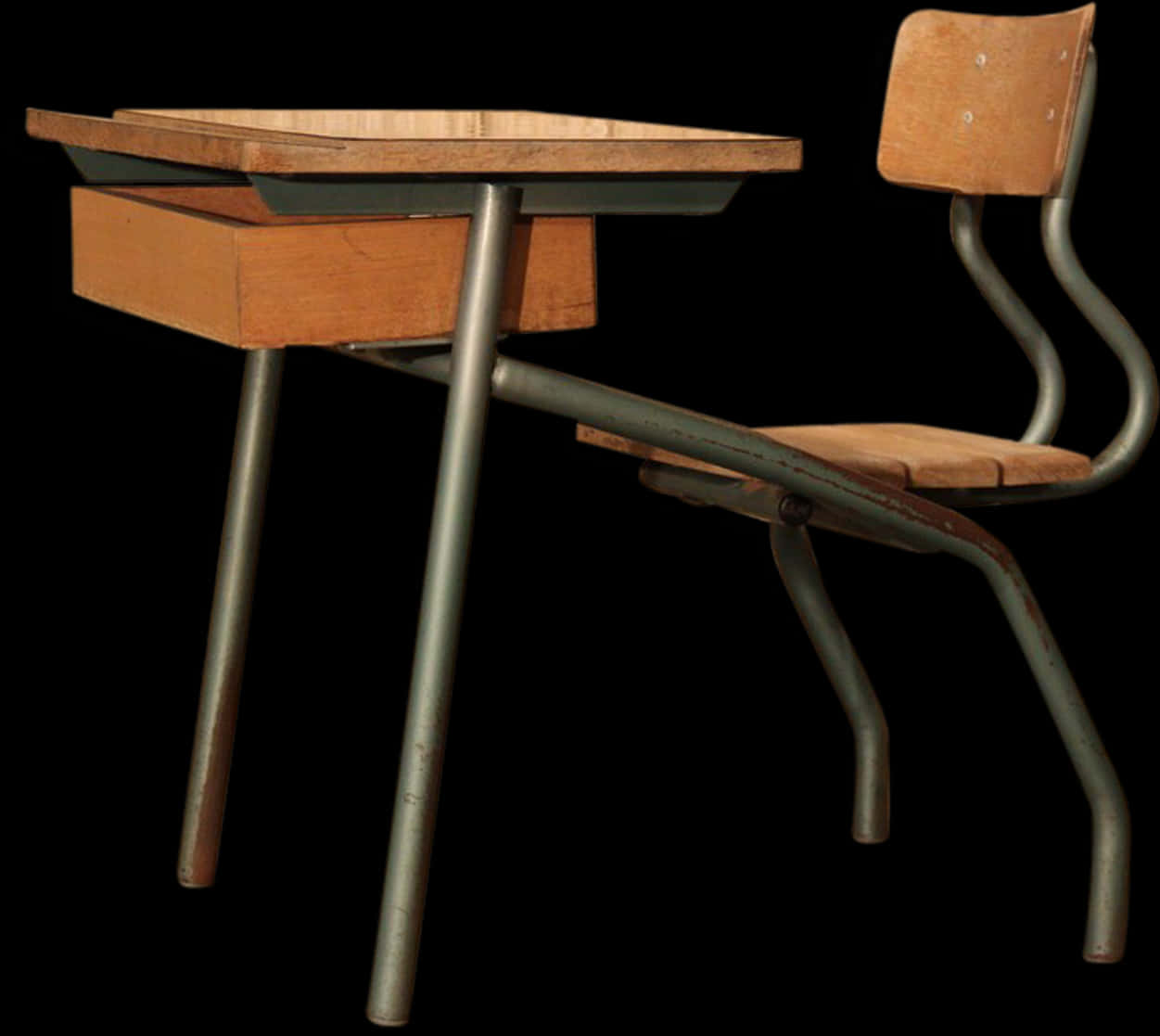 Vintage School Deskand Chair PNG Image