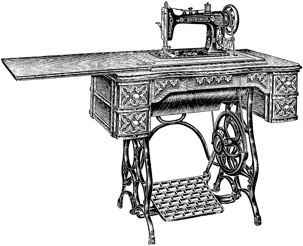 Vintage Sewing Machine Illustration PNG Image