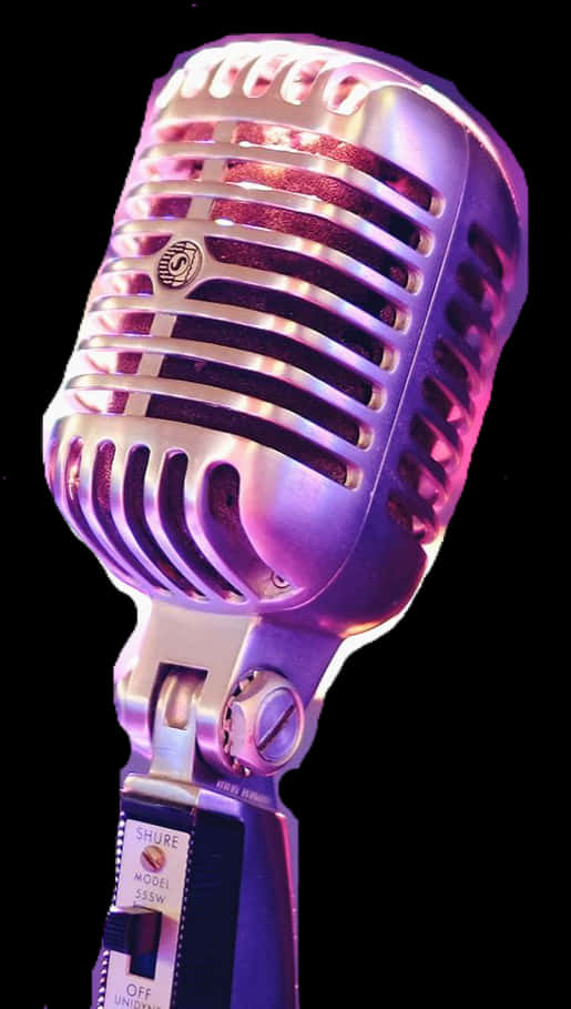 Vintage Shure Microphone Purple Hue PNG Image