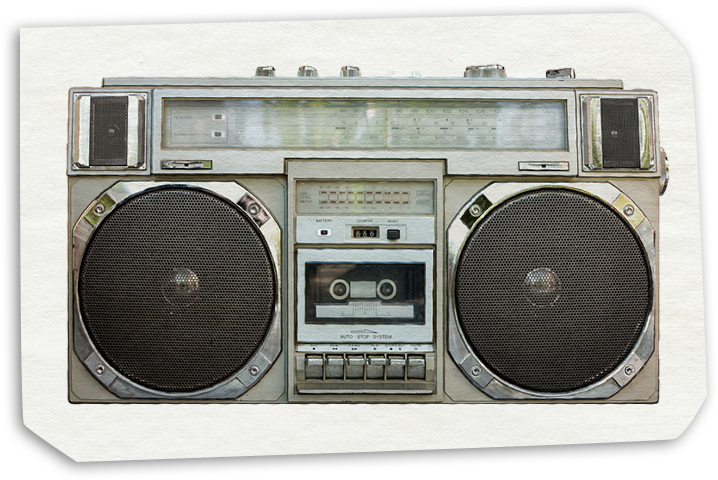 Vintage Silver Boombox PNG Image