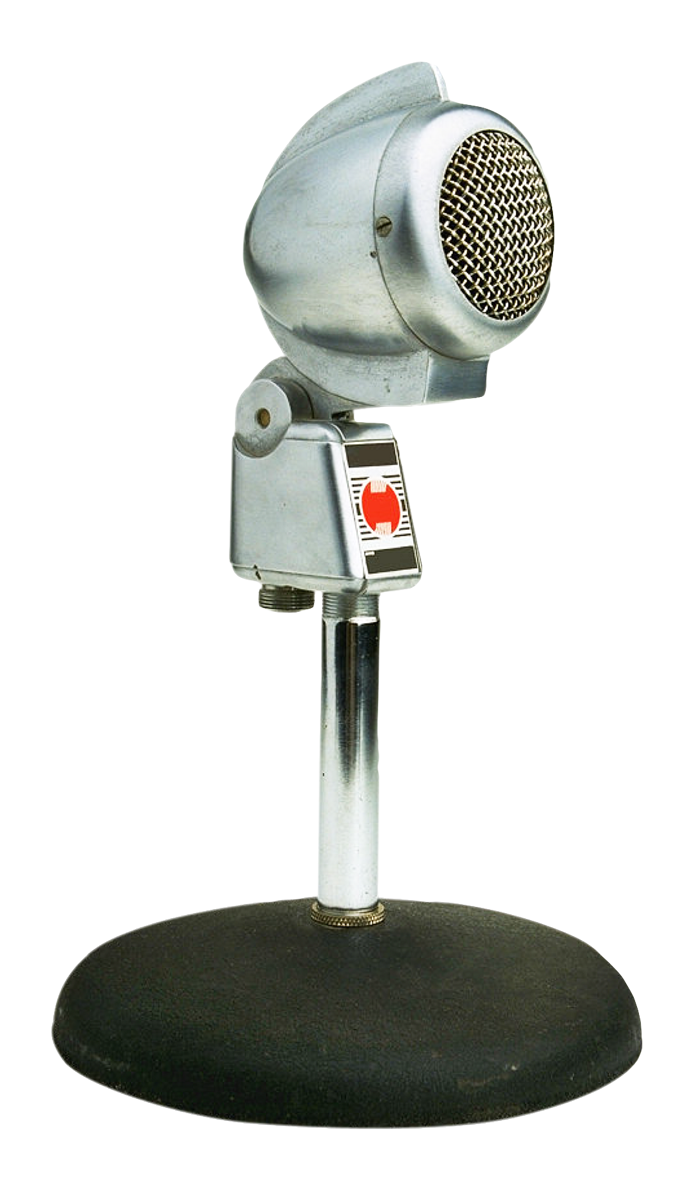 Vintage Silver Microphoneon Stand PNG Image