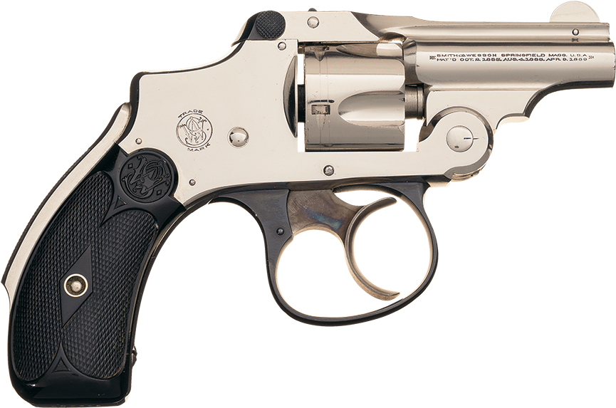 Vintage Silver Revolver PNG Image