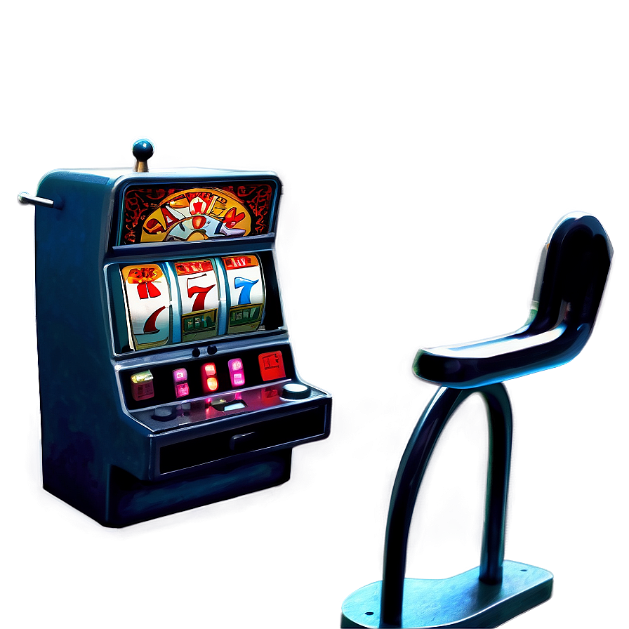 Vintage Slot Machineand Chair PNG Image