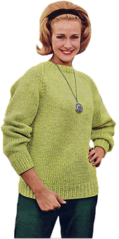 Vintage Smiling Woman Green Sweater PNG Image