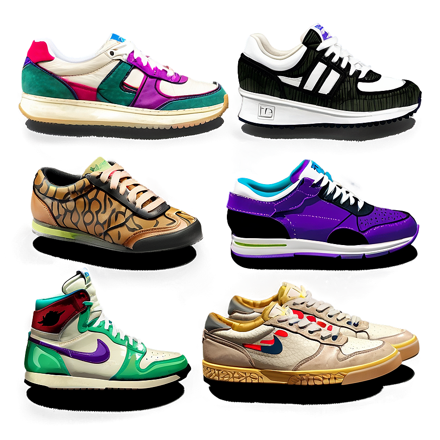 Vintage Sneaker Collection Png Oft PNG Image