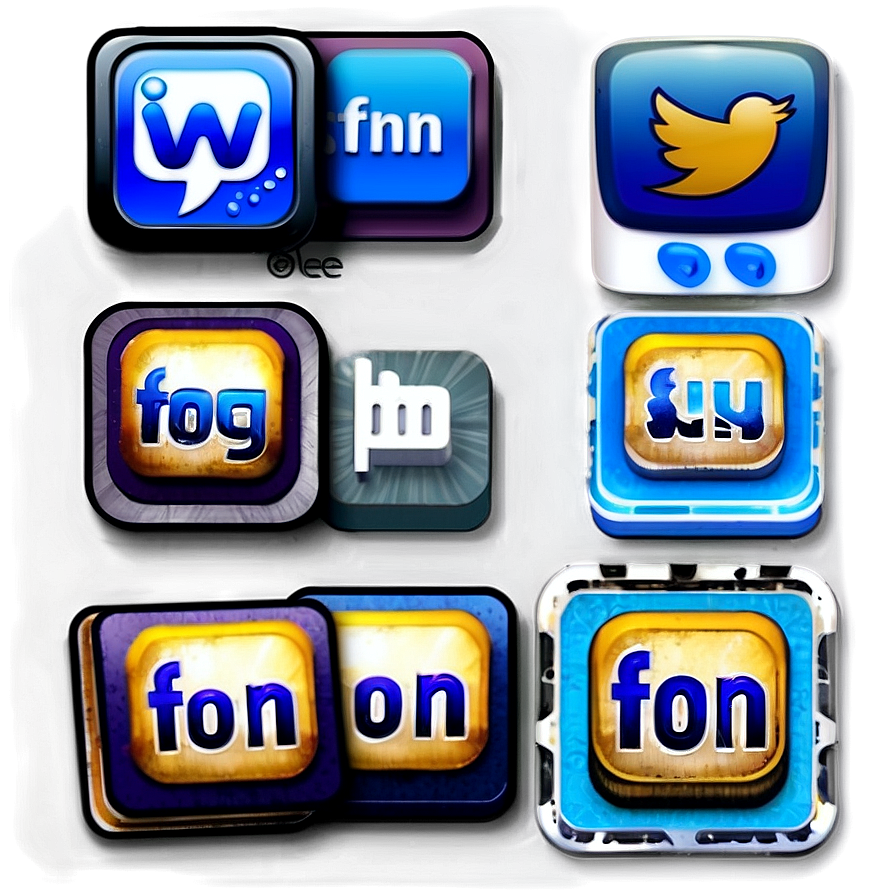 Vintage Social Media Icons Png 05252024 PNG Image