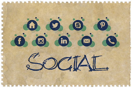 Vintage Social Media Icons Stamp PNG Image