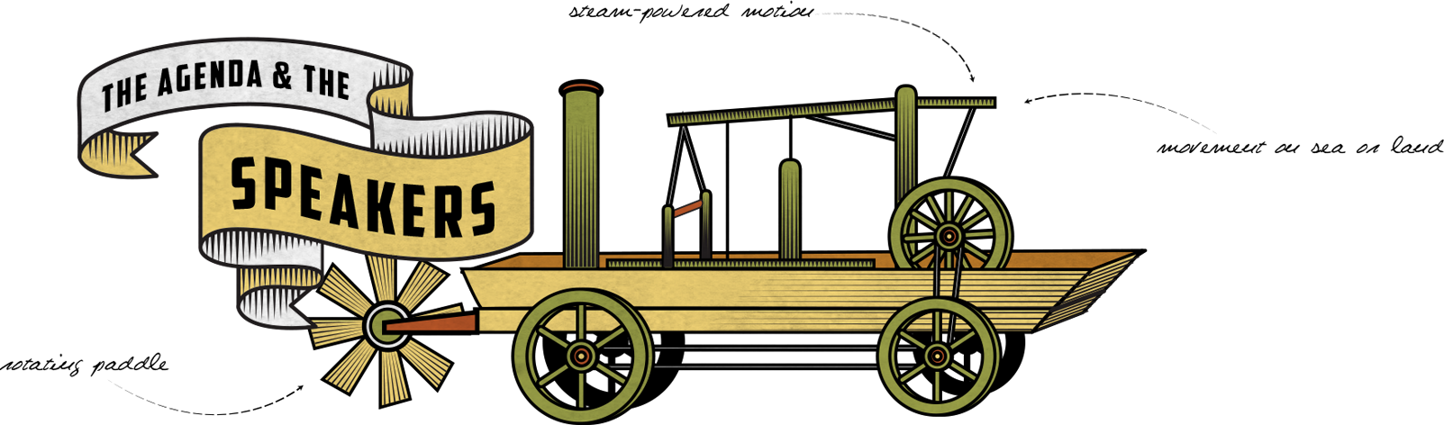 Vintage Steam Engine Agenda Banner PNG Image