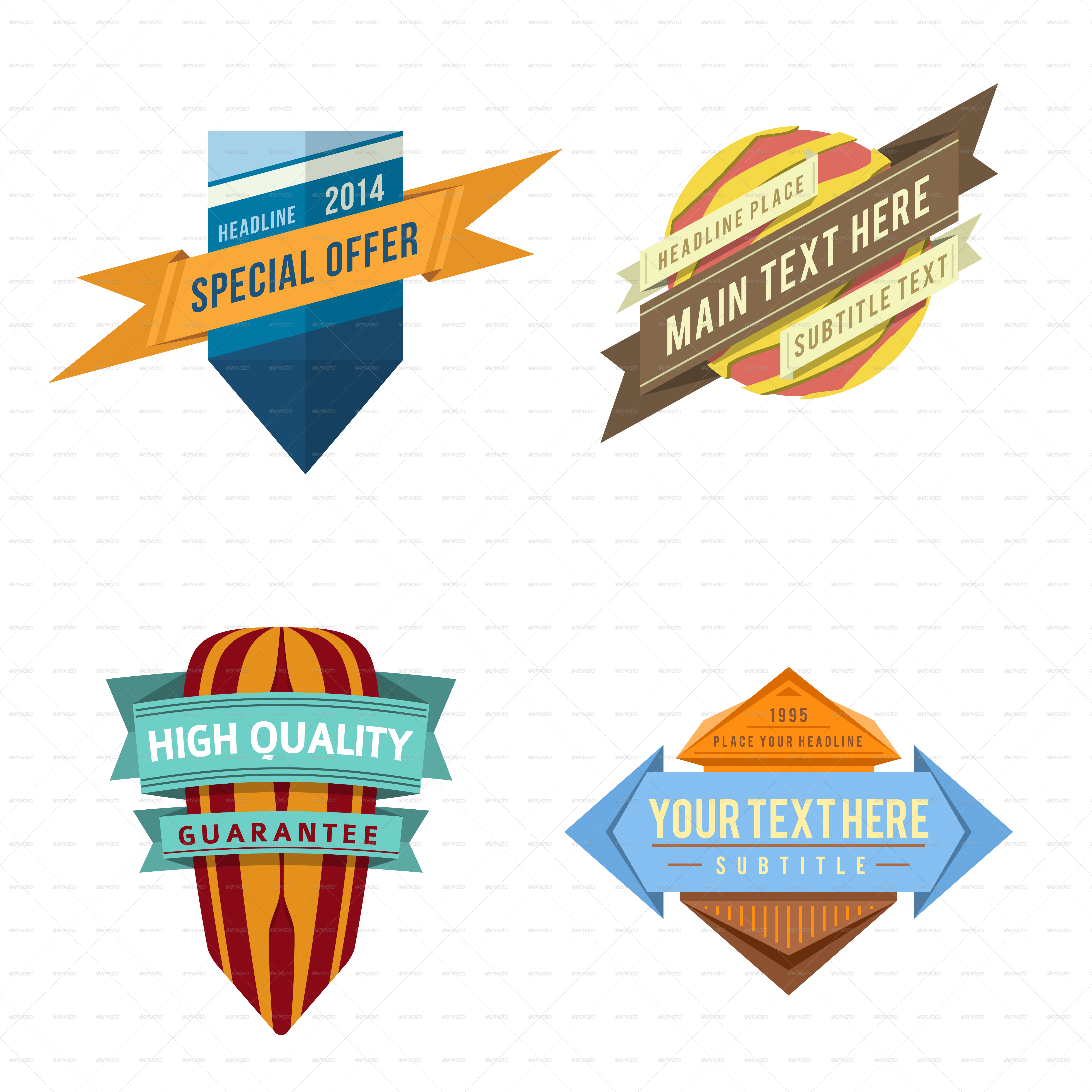 Vintage Style Badges Collection PNG Image