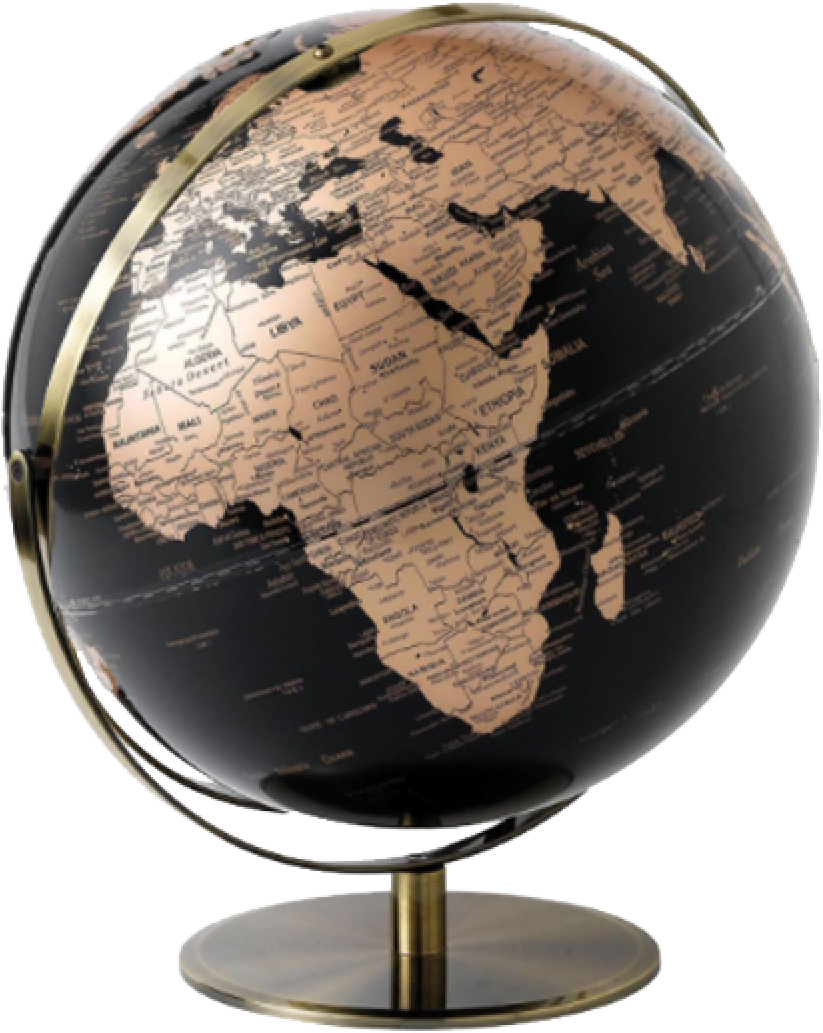 Vintage Style Blackand Copper Globe PNG Image