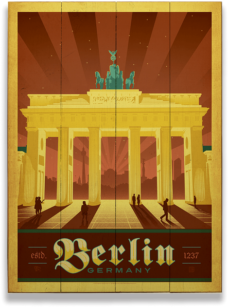 Vintage Style Brandenburg Gate Poster PNG Image