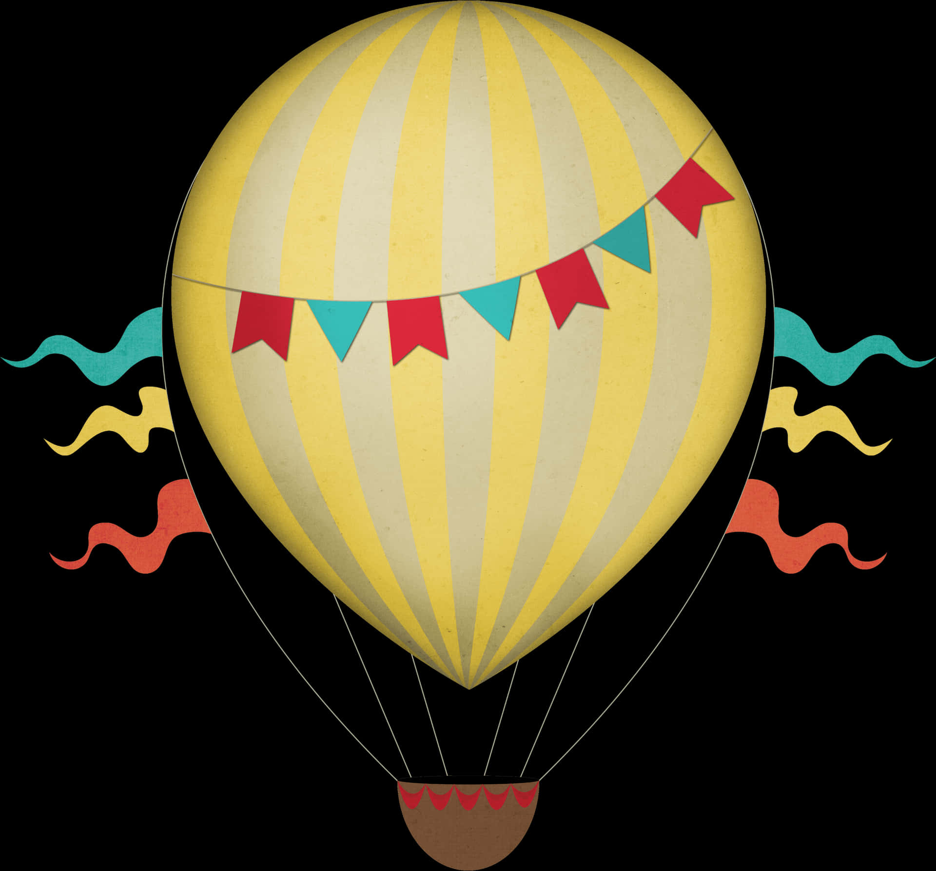 Vintage Style Hot Air Balloon Illustration PNG Image