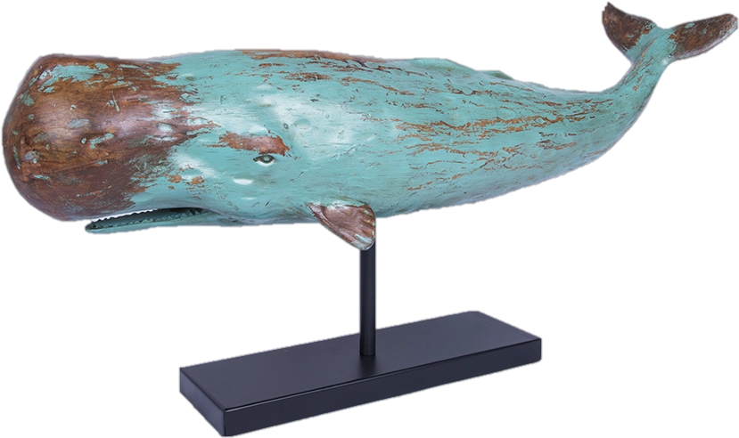 Vintage Style Whale Sculptureon Stand PNG Image