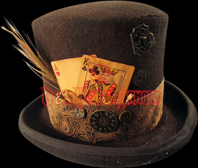 Vintage Styled Top Hatwith Playing Cards PNG Image