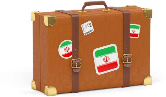 Vintage Suitcasewith Iran Stickers PNG Image