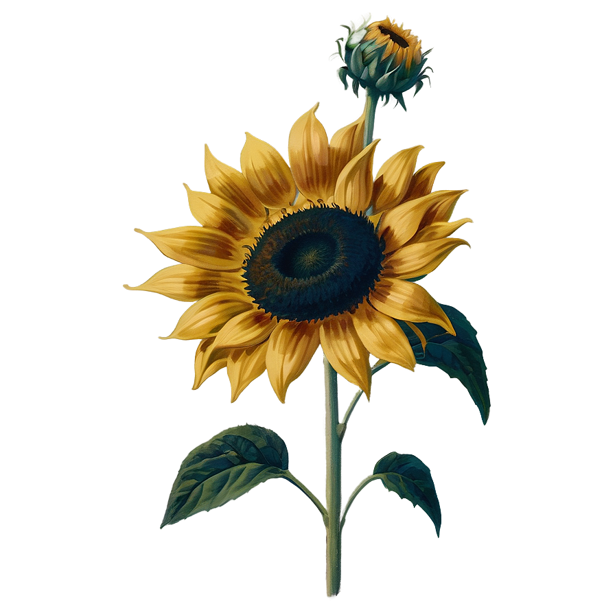 Vintage Sunflower Print Png Yat PNG Image