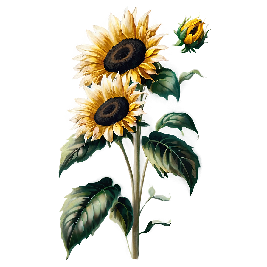 Vintage Sunflower Transparent Png 97 PNG Image