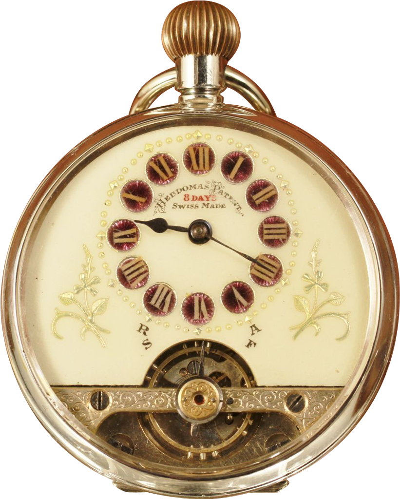 Vintage Swiss Made Pocket Watch PNG Image