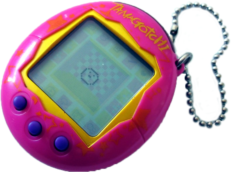 Vintage Tamagotchi Pink Yellow PNG Image