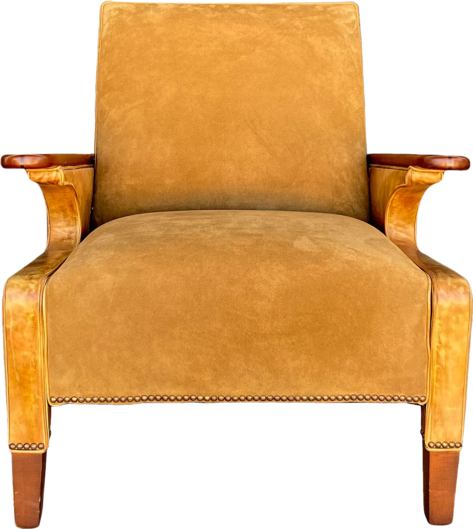 Vintage Tan Leather Club Chair PNG Image