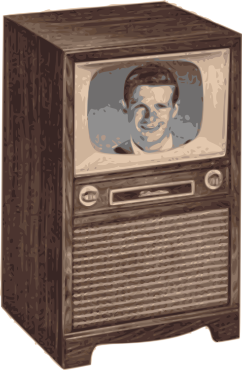 Vintage Television Set With Man On Screen PNG Image