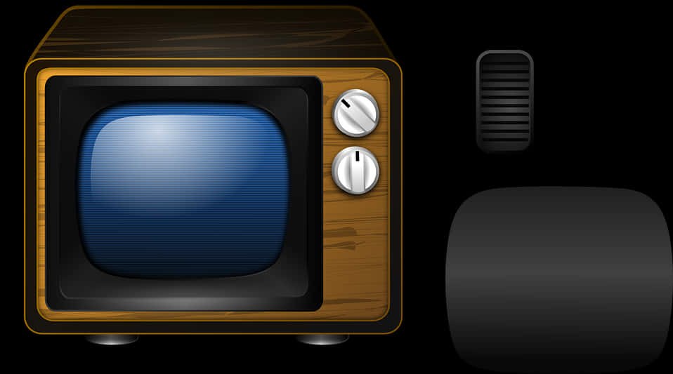 Vintage Televisionand Remote PNG Image