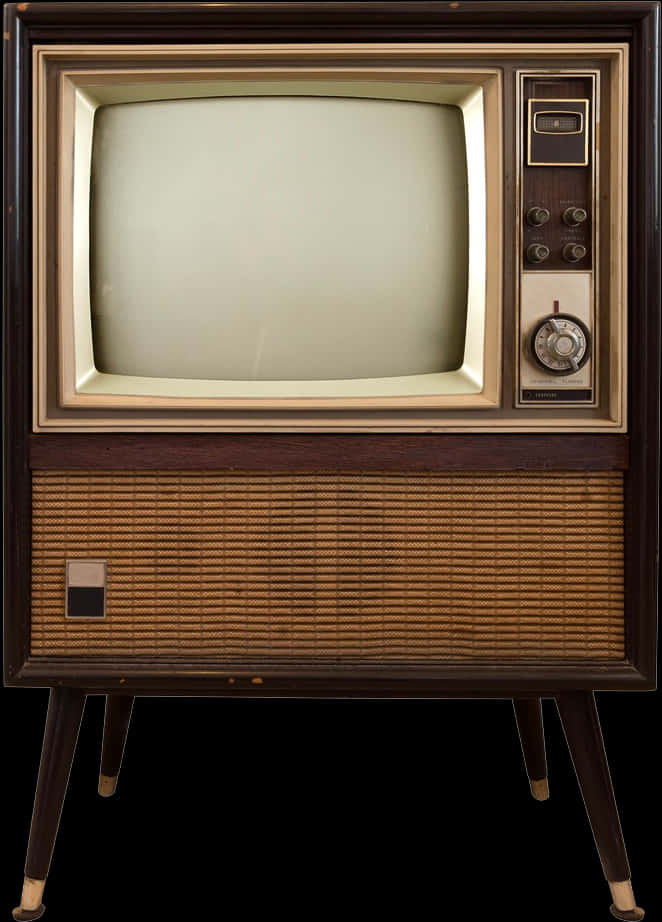 Vintage Televisionon Stand PNG Image