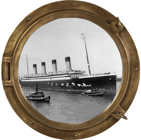 Vintage Titanic Ship Porthole View PNG Image